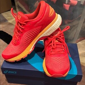 Asics Red and Orange Performance Running Shoes
